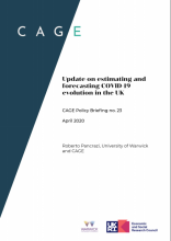 Update on estimating and forecasting COVID-19 evolution in the UK: (CAGE Policy Briefing no. 23)